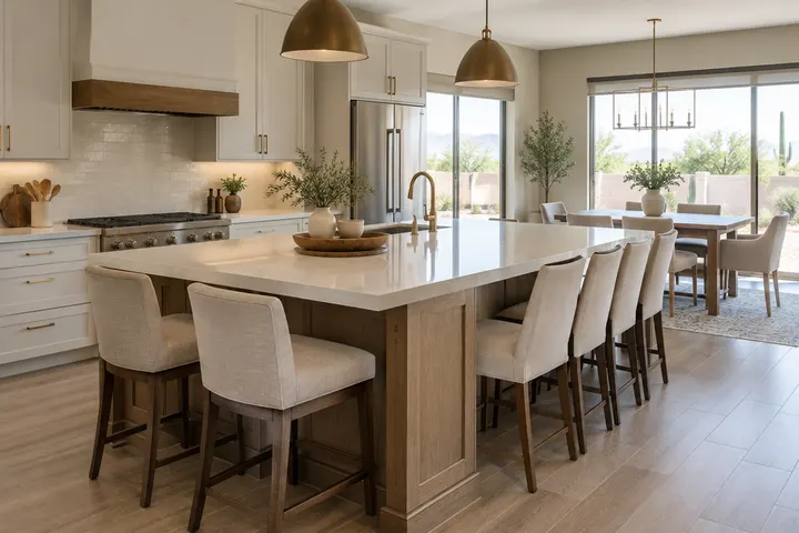 Island with seating on the end and side for family meals